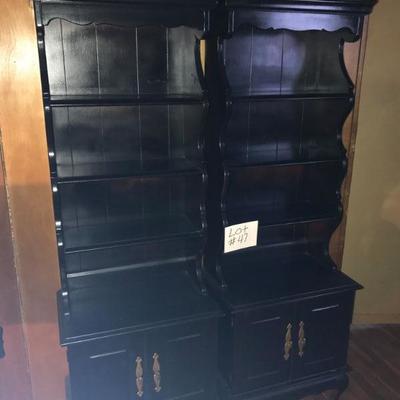 Lot #47 Pair of Black Painted Pine Cabinets 