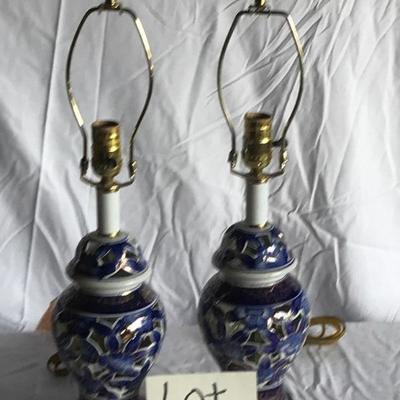 Lot #49 Pair of Reticulated Ginger Jar Lamps