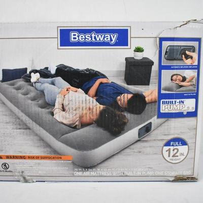 Bestway Full Size Air Mattress with Built In Pump & Storage Bag - New