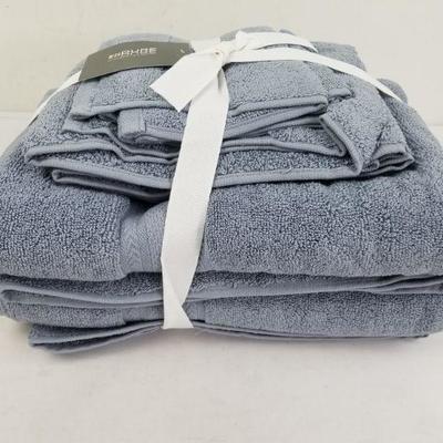 Endure 6pc Towel Set, Smoke Blue - New