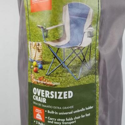 Oversized Foldable Camping Chair, Ozark Trail, Blue/Gray - New
