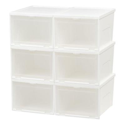 IRIS Front Entry Stacking Shoe Box, High, 6 Pack, White - New