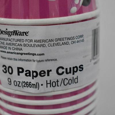 Minnie Mouse Paper Cups, 4 packages of 30 (120 total) 9 oz Hot/Cold - New