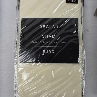 5 Pillow Shams in Cream, Ivory, Black: 3 Euro Shams & 2 Standard Shams - New