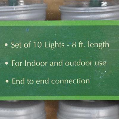 Mason Jar String Lights, 8 Feet, Set of 10 lights - New