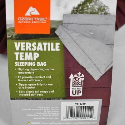 Versatile Temp Sleeping Bag, Maroon & Navy - New