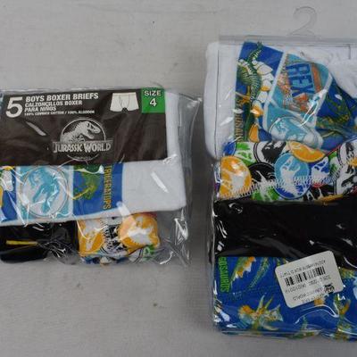 8 Pairs of Boys Boxer Briefs Size 4, Jurassic World - New