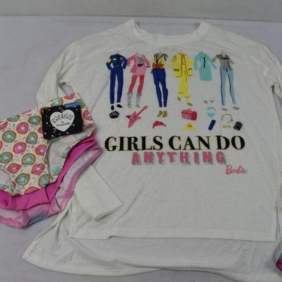 Girl's Barbie Shirt Size Large 10/12 & Donut Underwear Size Large 10/12 - New