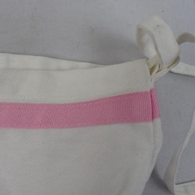 Pottery Barn Kids Medium Basket Liner, White with Pink Ribbon - New