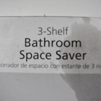 Bathroom Space Saver, 3 Shelves, Satin Nickel Finish - New, Damaged Box