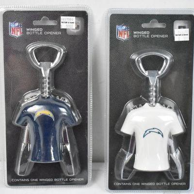 10 Piece NFL Charger Accessories: Bottle Openers & Suckerz Phone Stands - New