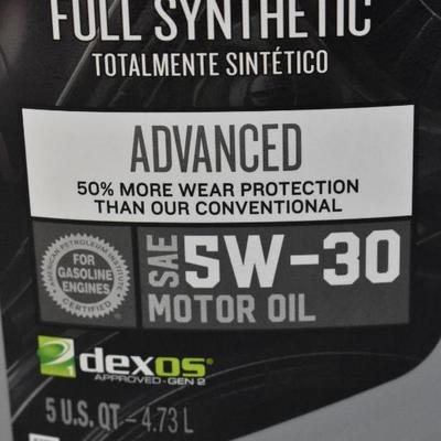 Valvoline Full Synthetic Motor Oil SAE 5W-30, 5 quarts - New