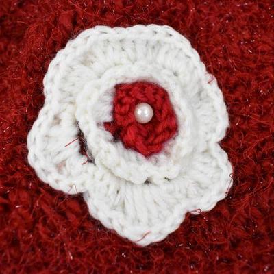 Crochet Scarf & Hat, Red Sparkly - New