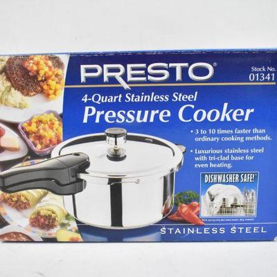 Presto Pressure Cooker, 4 Quart Stainless Steel - New