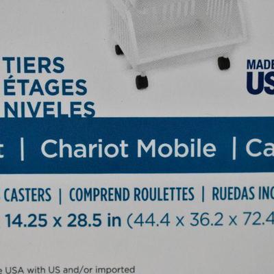 Homz 3 Tier Cart with Casters, White - New