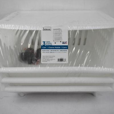 Homz 3 Tier Cart with Casters, White - New