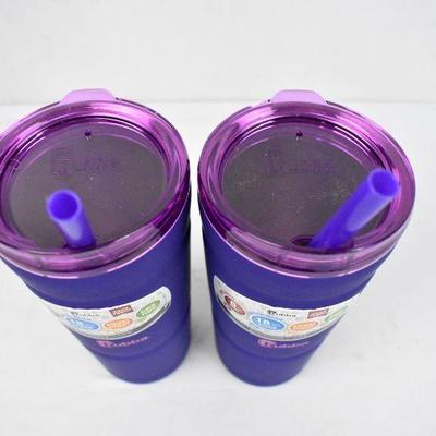 2 Purple Water Bottles with Lids & Straws: 24 oz by Bubba - New
