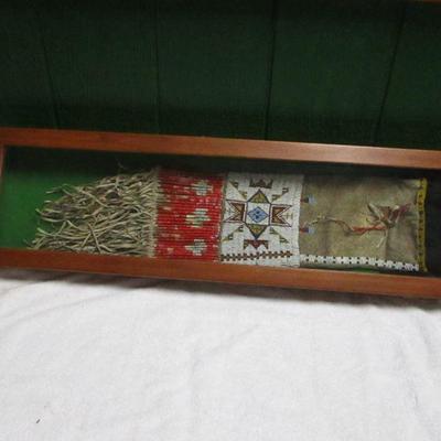 Lot 104 - Lakoda Native American 19th Century Deer Hide  Tobacco Bag in Display Case
