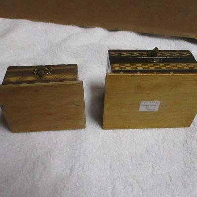 Lot 107 - Inlay Trinket Box & Vintage Wooden Treen Box