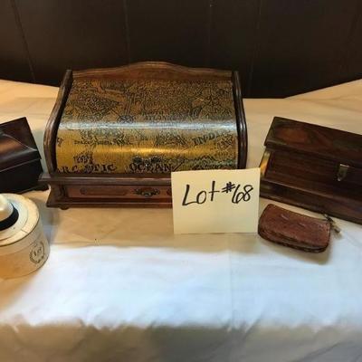 Lot #68 Lot of Antique Wooden Jewelry Boxes