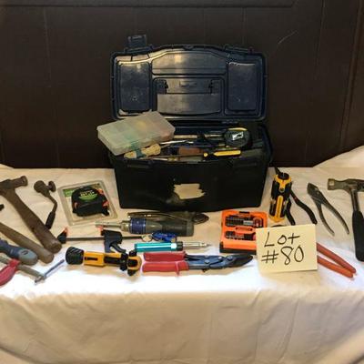 Lot #80 Misc. Tools with Blue and Black Tool Box