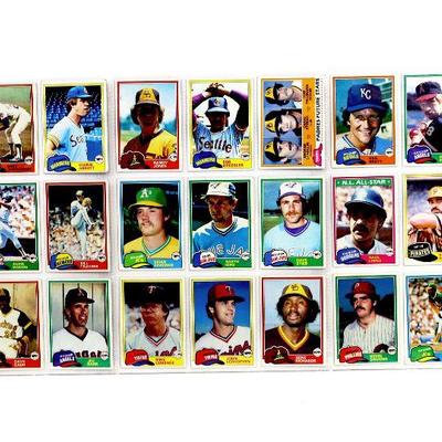 1981 TOPPS BASEBALL CARDS COLLECTION - 19 Sheets with 170 Cards - High Grade Cards