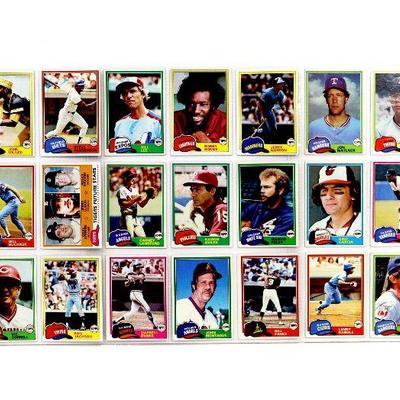 1981 TOPPS BASEBALL CARDS COLLECTION - 19 Sheets with 170 Cards - High Grade Cards