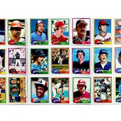 1981 TOPPS BASEBALL CARDS COLLECTION - 19 Sheets with 170 Cards - High Grade Cards
