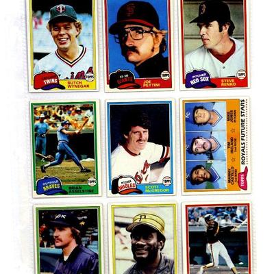 1981 TOPPS BASEBALL CARDS COLLECTION - 19 Sheets with 170 Cards - High Grade Cards