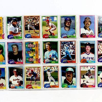 1981 TOPPS BASEBALL CARDS COLLECTION - 19 Sheets with 170 Cards - High Grade Cards