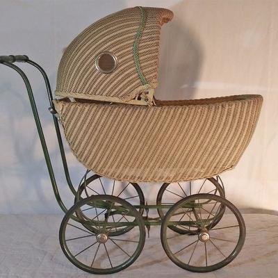 1-Antique Wicker Baby Buggy