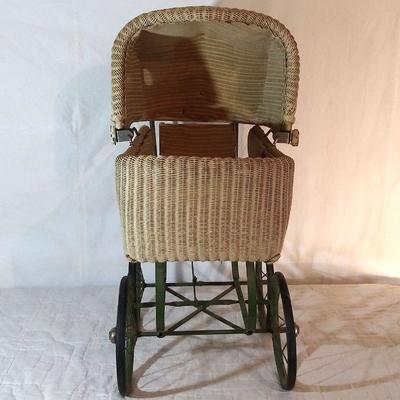 1-Antique Wicker Baby Buggy