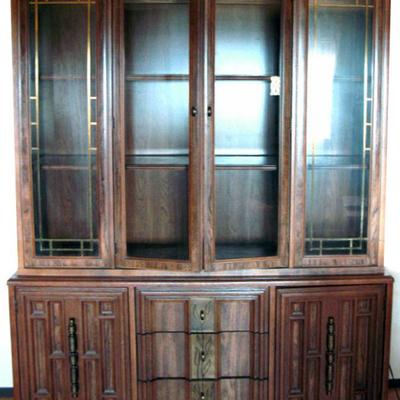 183- Very Large Curio Cabinet, with glass doors in the upper section very beautiful piece