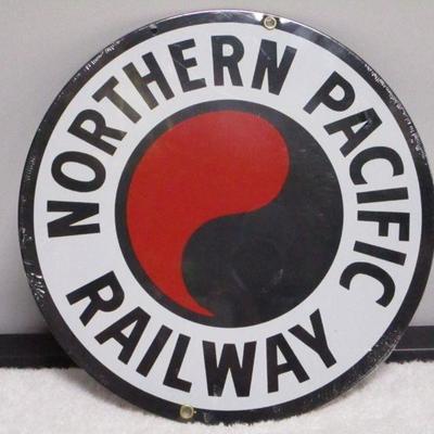 Lot 99 - Northern Pacific Railway Heavy Porcelain Sign