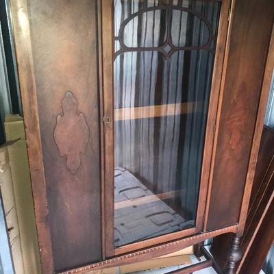 Vintage China Cabinet With Glass Front & Key