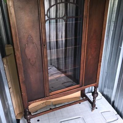 Vintage China Cabinet With Glass Front & Key