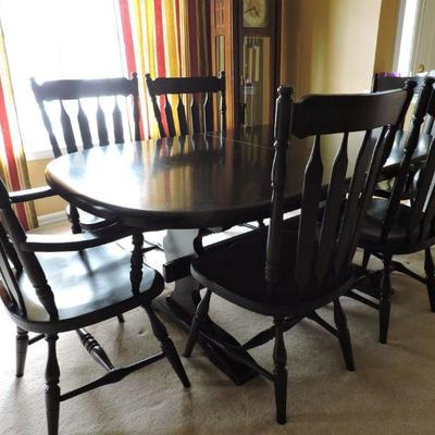 Vintage Authentic Haywood Wakefield Old Colony Solid Rock Maple Dining Table and Chairs