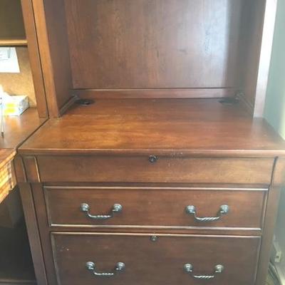 Lot 1108: Magnificent, Great Desk. 8 ft x 8 ft. Drawers, files, bookcases, computer workstation (computer, scanner, accessories not...