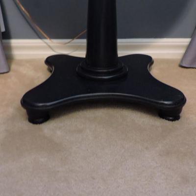 Round Black Pedestal Table with Glass and Lace Top