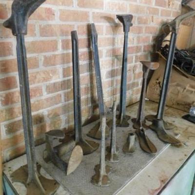 Nice Collection of Cobbler Anvil Stands and Various Sized Lasts
