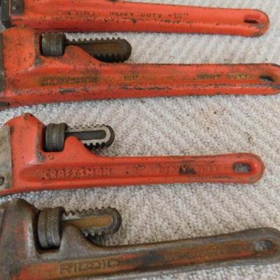 Set of 5 Rigid and Craftsman Heavy Duty Pipe Wrenches