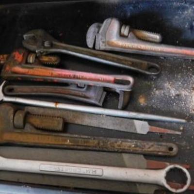 Tray One:  Pipe Wrenches and Other Hand Tools
