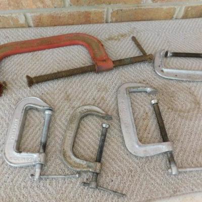 Set of Nine Various Size C-Clamps (See all Pictures)