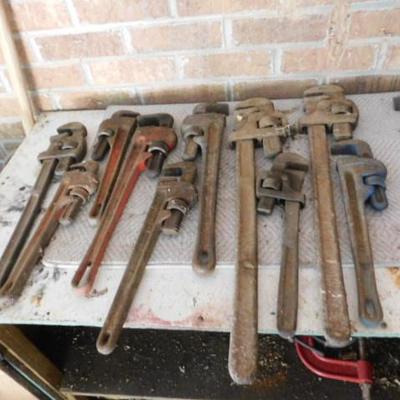 Collection of Pipe Wrenches Various Sizes