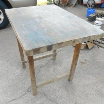 Vintage Primitive Wood Slat Farm Table 40