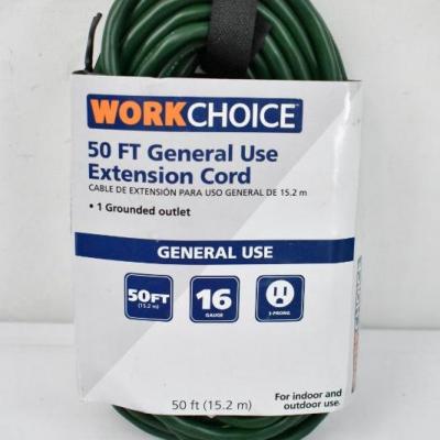 50 Foot Dark Green Extension Cord, 3 Prong, 16 Gauge - New