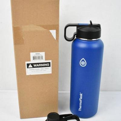 40 oz Blue Thermoflask Bottle with Chug Lid & Straw Lid - New