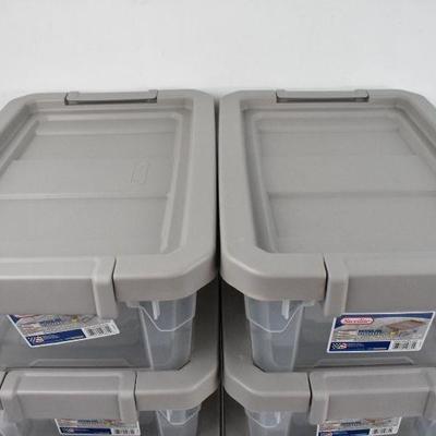 6x Sterilite Modular Stackers 16 Qts/4 Gal, Clear with Brown Lids - New