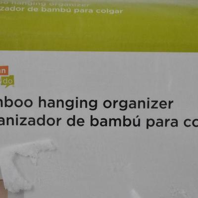 Bamboo Hanging Organizer with 6 Wide Shelves - New