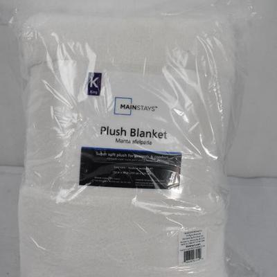 King Size Plush Blanket, Cream Color - New